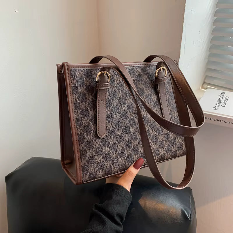 Bolso de mano clásico informal de PU para mujer, bolso de hombro de gran capacidad con cierre de cremallera multicolor