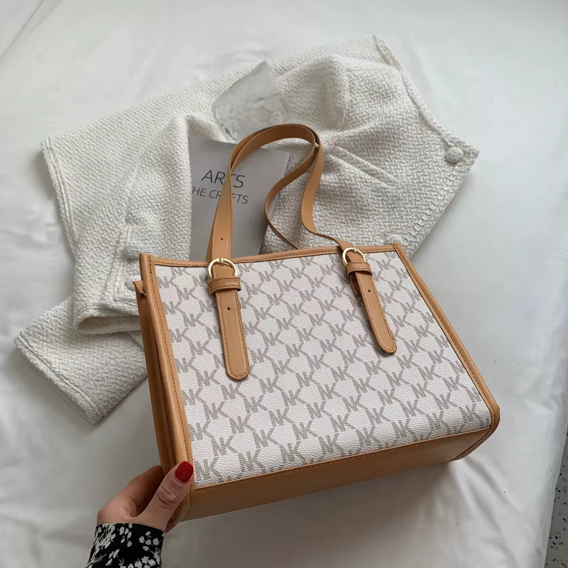 Bolso de mano clásico informal de PU para mujer, bolso de hombro de gran capacidad con cierre de cremallera multicolor