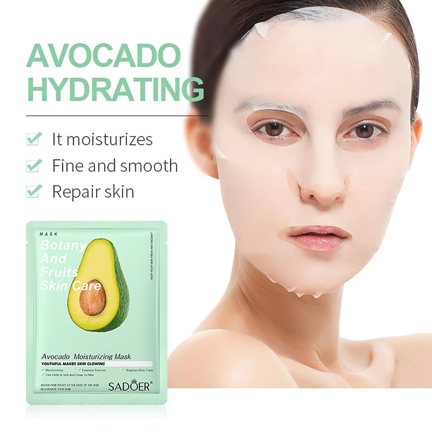SADOER Plant Face Mask Sheet Skin Moisturizing Mascarilla Facial Hidratante Pack 25ml