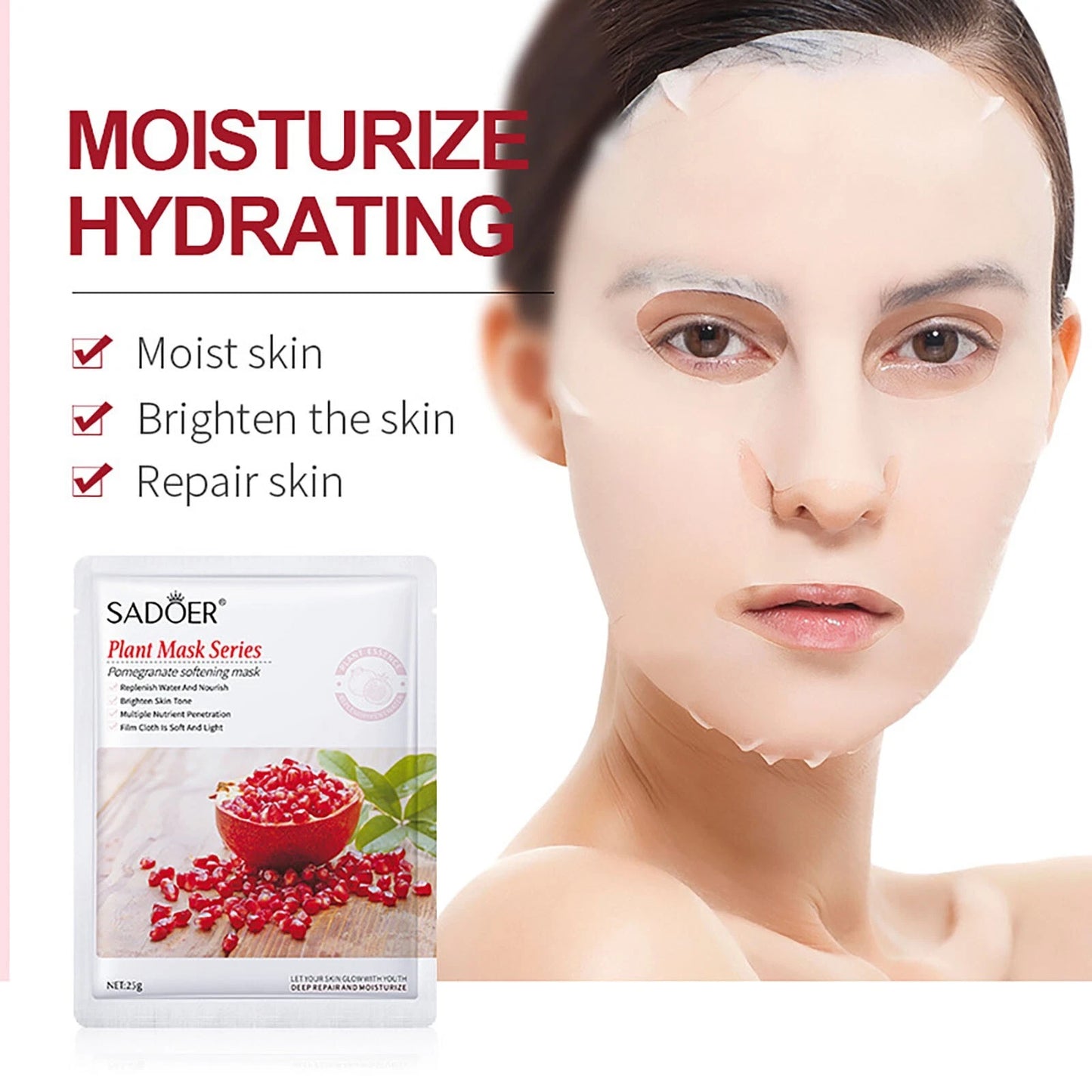 SADOER Plant Face Mask Sheet Skin Moisturizing Mascarilla Facial Hidratante Pack 25ml